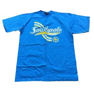 Southpole Puff Logo Shirt Mens Large Blue Y2k Hip hop  Authentic Tee Streetwear‎